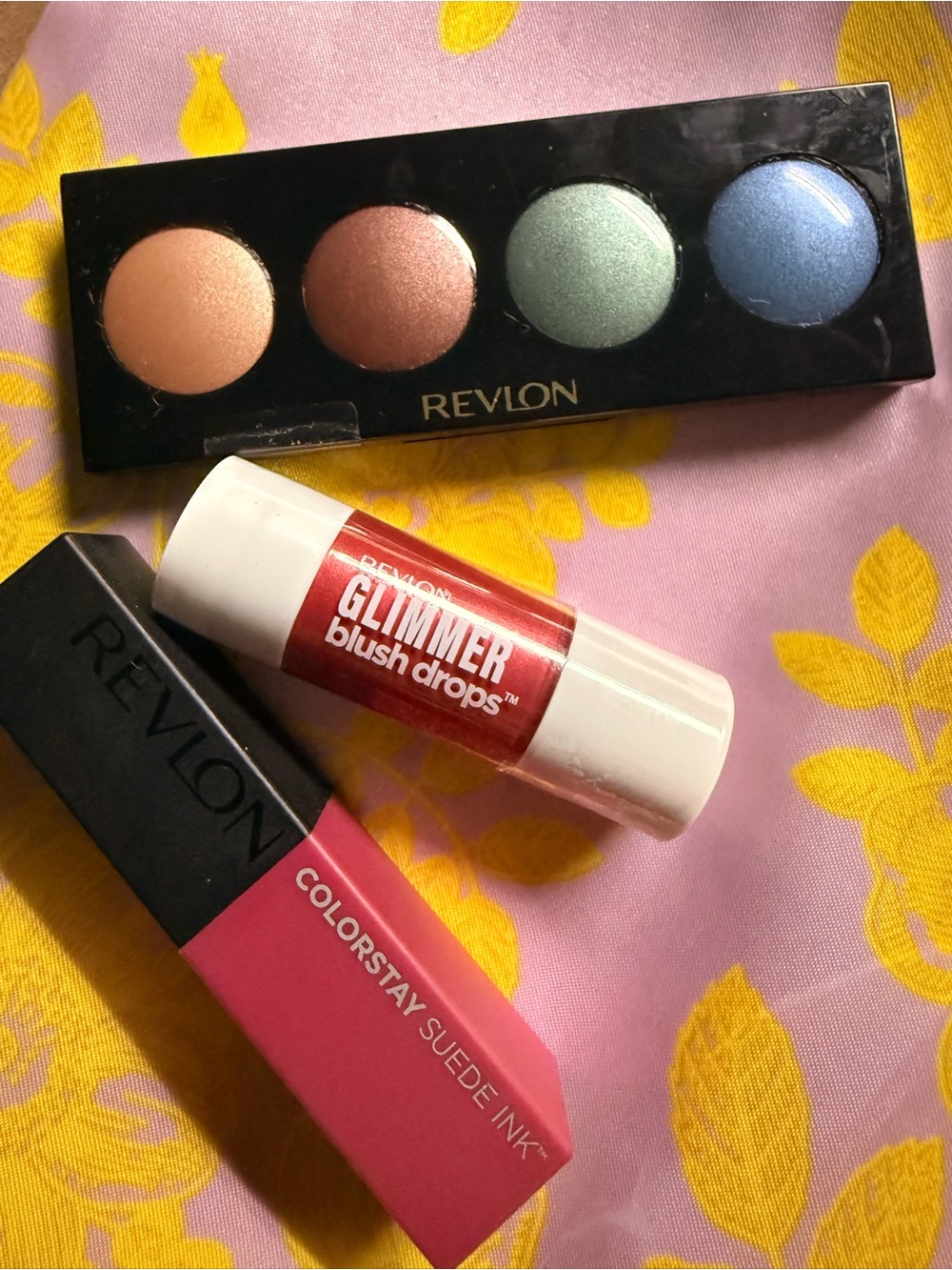 Revlon Lip ink Tint 009, Copper, Mint & Blue Eyeshadow, and cheek set
